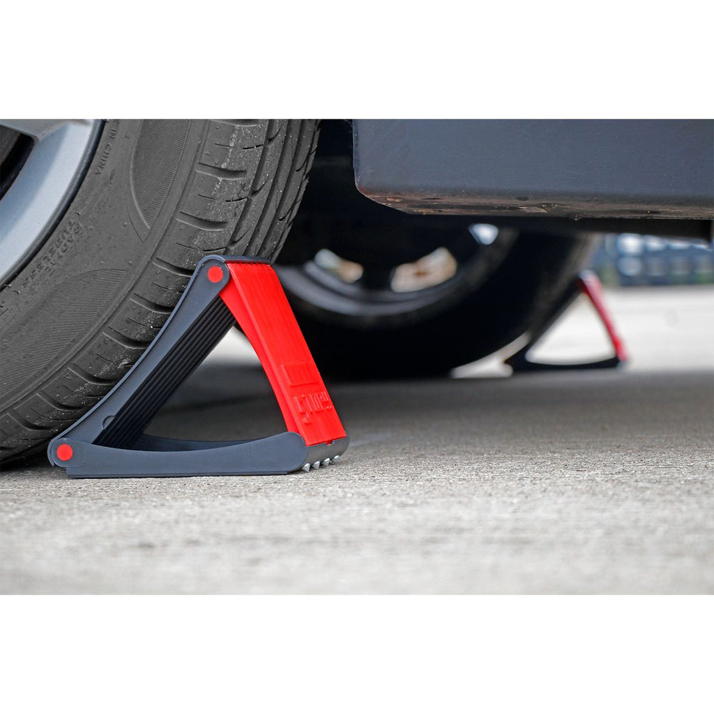 Folding Wheel Chocks Pair act in use (4634657194019)