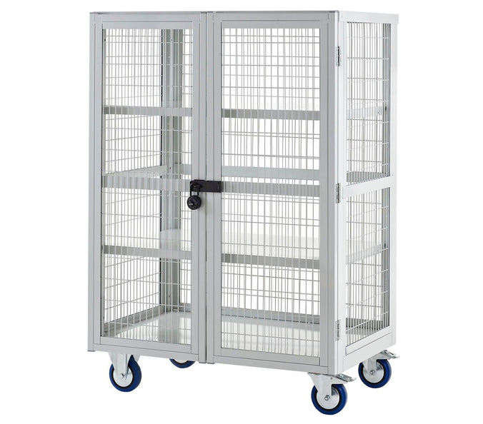 XD139060MLXX Lockable Cage Trolley with Steel Shelves (4482658172963)