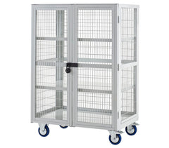 Lockable Cage Trolley with Steel Shelves
