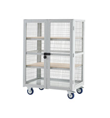 Lockable Cage Trolley with Plywood Shelves