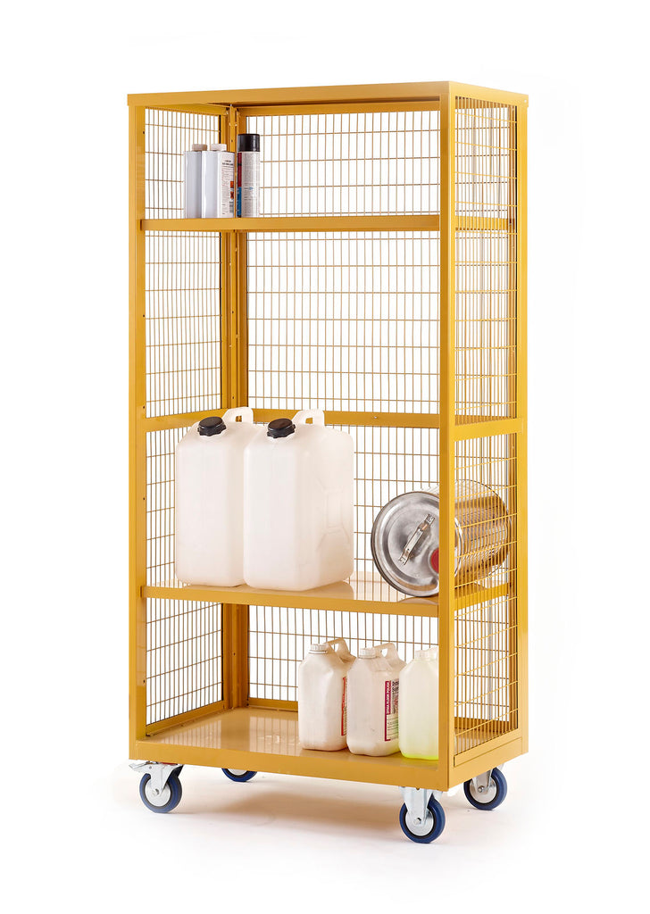XW199060HZMY Open Front Hazardous Cage Trolley with Steel Shelves with props (4482658402339)