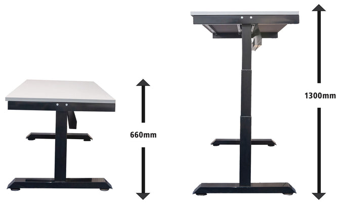 Electric Height Adjustable Workbench with Laminate Worktop 660mm + 1300mm combined medium (4453380358179)
