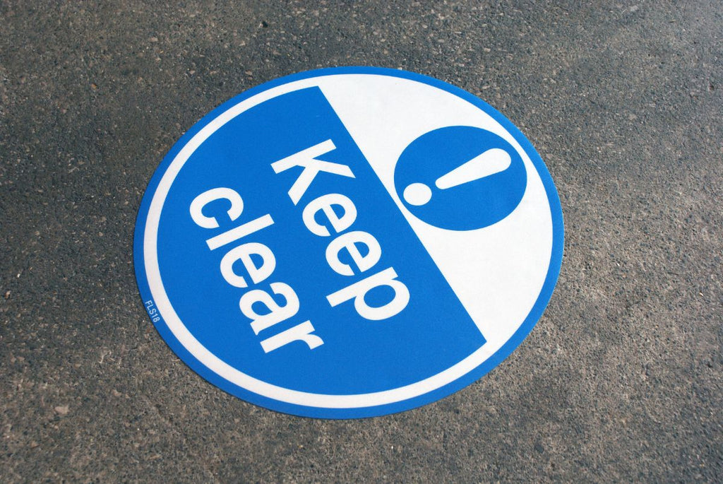 430mm Self Adhesive Floor Sign - Keep Clear (Blue and White) (4517395562531)