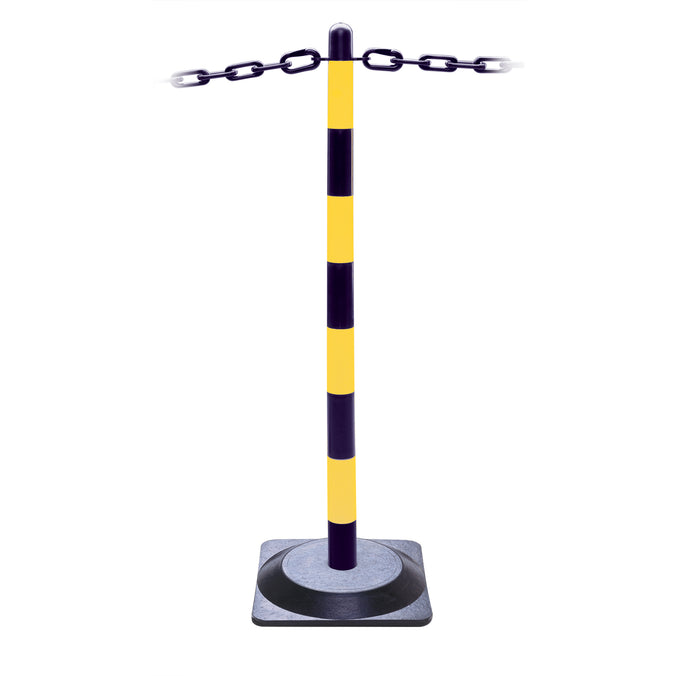 black and yellow chain post with hard rubber base (4555548524579)