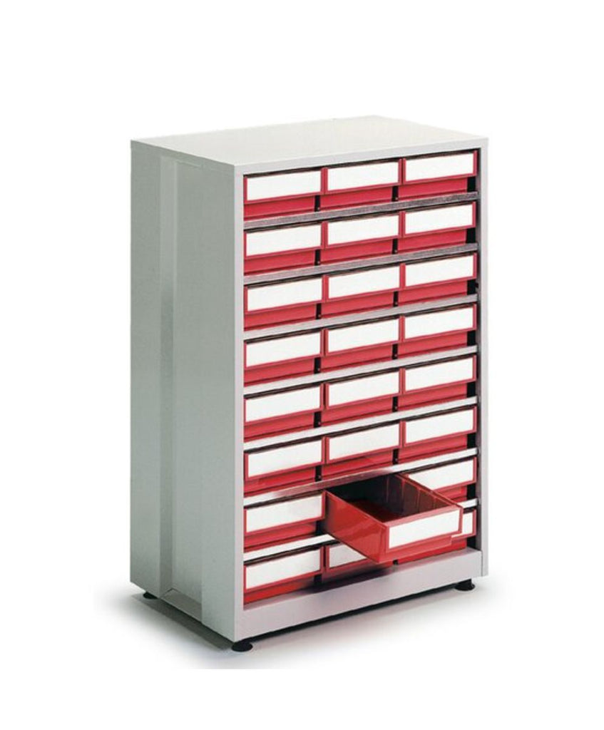 High-Density Small Parts Storage Cabinets with 24x 82mm x 186mm x 400mm Bins red (6573248053419)