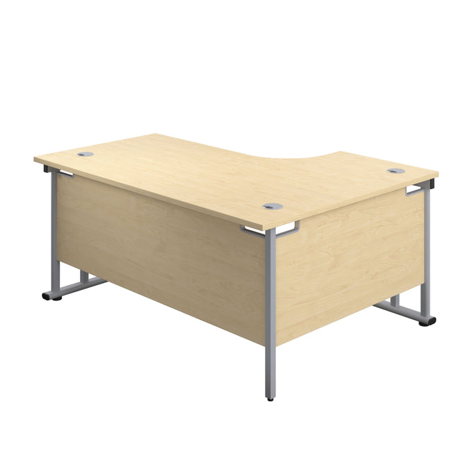 Left Hand Curved Office Desks (L Shape) 1600mm maple silver (5973569700011)