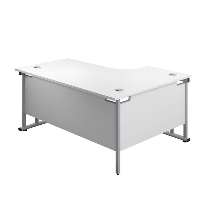 Left Hand Curved Office Desks (L Shape) 1600mm white silver (5973569700011)