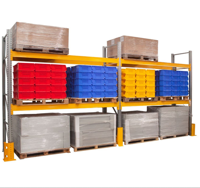 Warehouse Pallet Racking for 12 Pallets two run bay propped (4810500800547)