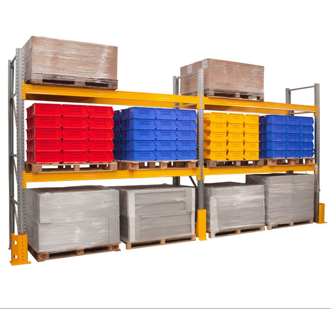 Warehouse Pallet Racking for 24 Pallets two run bay propped (4810500931619)