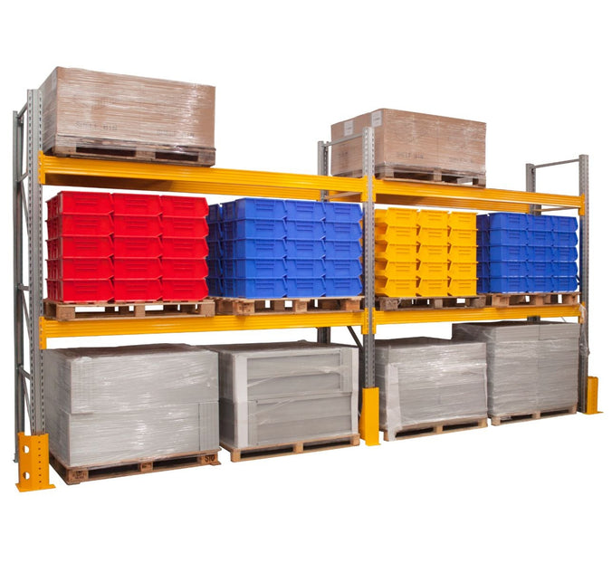 Warehouse Pallet Racking for 16 Pallets two run bay propped (4810500866083)