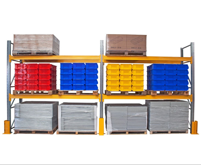 Warehouse Pallet Racking for 16 Pallets two run bay propped (4810500866083)