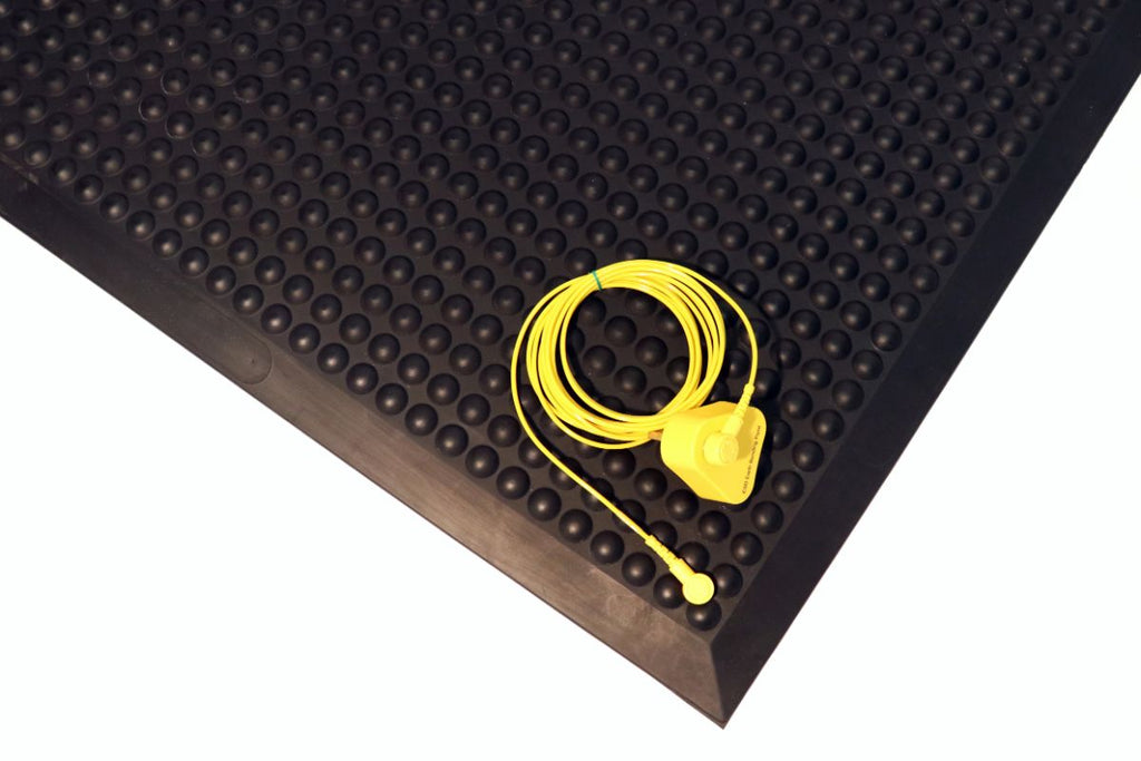 Black PremBubble ESD Anti-Fatigue Industrial Mat with Bubble Texture