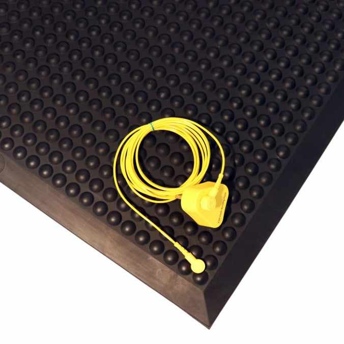 Black PremBubble ESD Anti-Fatigue Industrial Mat with Bubble Texture