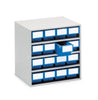 Storage Bin Cabinet for Small Parts - 16 Bins 82mm x 92mm x 300mm blue (6573247660203)