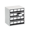 Storage Bin Cabinet for Small Parts - 16 Bins 82mm x 92mm x 300mm grey (6573247660203)