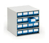 Storage Bin Cabinet for Small Parts - 16 Bins 82mm x 92mm x 400mm blue (6573247791275)
