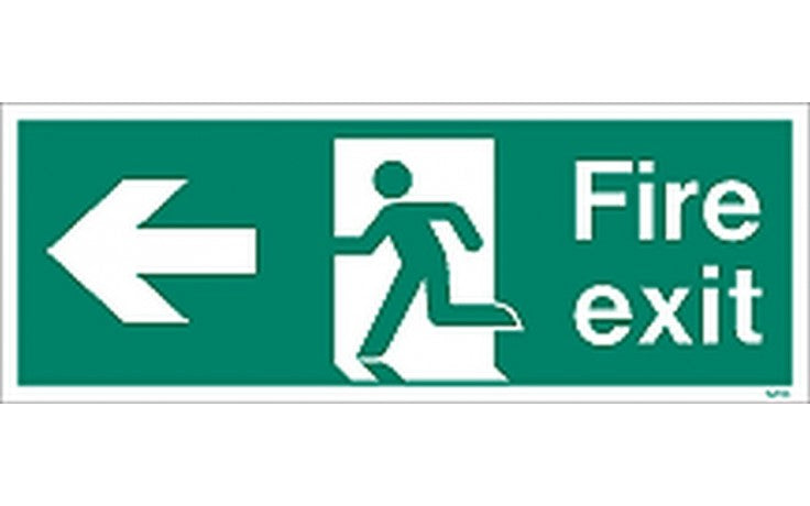 Fire Exit Sign With LEFT Arrow - Green / White (4807062978595)