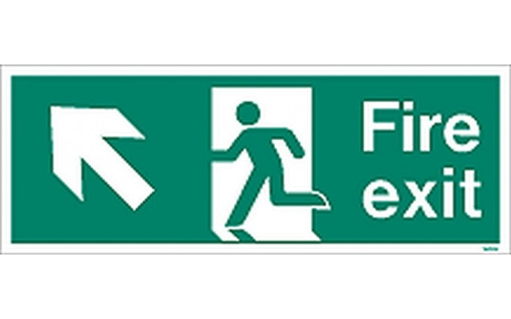 Fire Exit Sign With UP LEFT Arrow - Green / White (4807063044131)