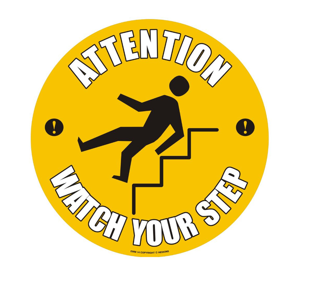 430mm Self Adhesive Floor Sign - Watch Your Step (Orange) (4517395202083)